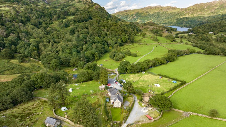 An aerial view of Hafod y Llan Campsite, Gwynedd